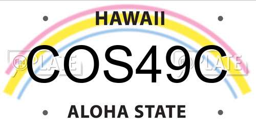 COS49C Hawaii License Plate