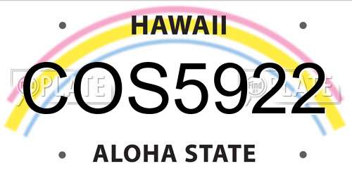 COS5922 Hawaii License Plate