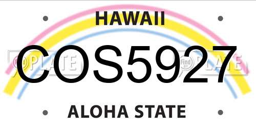 COS5927 Hawaii License Plate