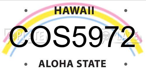 COS5972 Hawaii License Plate