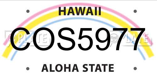 COS5977 Hawaii License Plate
