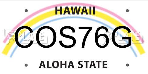 COS76G Hawaii License Plate