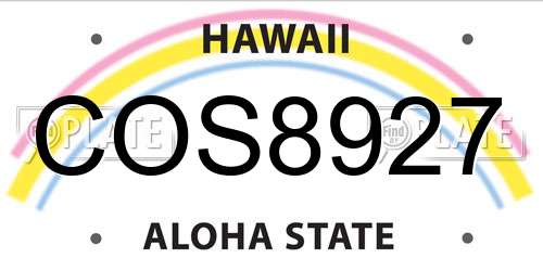COS8927 Hawaii License Plate