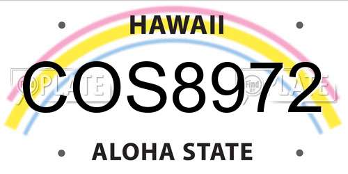 COS8972 Hawaii License Plate
