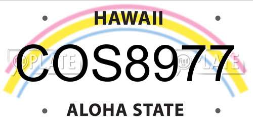 COS8977 Hawaii License Plate
