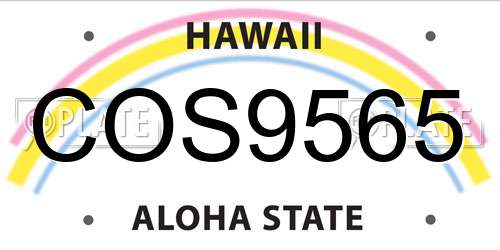COS9565 Hawaii License Plate
