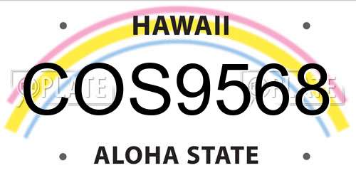 COS9568 Hawaii License Plate