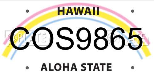 COS9865 Hawaii License Plate
