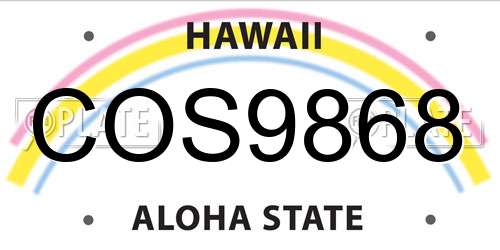 COS9868 Hawaii License Plate