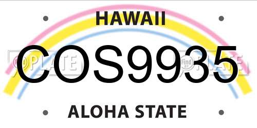 COS9935 Hawaii License Plate