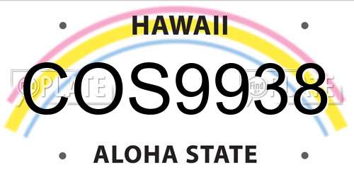 COS9938 Hawaii License Plate