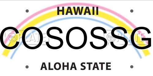 COSOSSG Hawaii License Plate