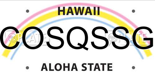 COSQSSG Hawaii License Plate