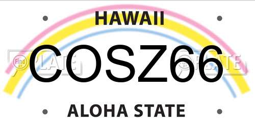 COSZ66 Hawaii License Plate