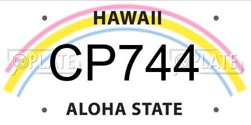 CP744 Hawaii License Plate