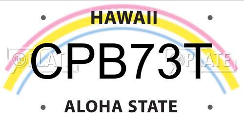 CPB73T Hawaii License Plate