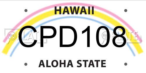 CPD108 Hawaii License Plate