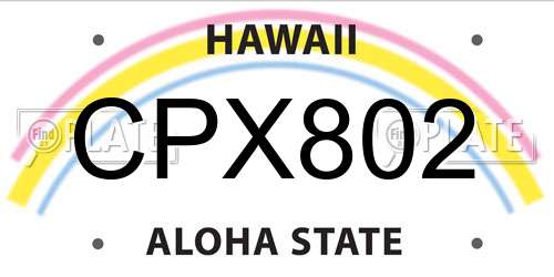 CPX802 Hawaii License Plate