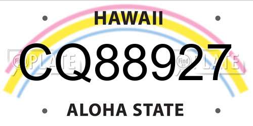 CQ88927 Hawaii License Plate