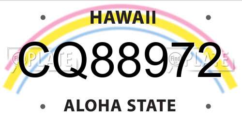 CQ88972 Hawaii License Plate