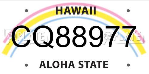 CQ88977 Hawaii License Plate