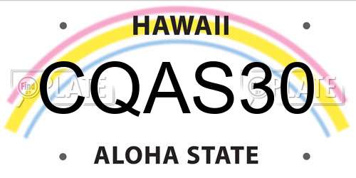 CQAS30 Hawaii License Plate