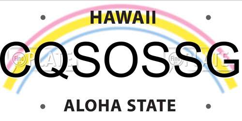 CQSOSSG Hawaii License Plate