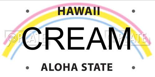 CREAM Hawaii License Plate