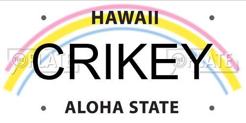 CRIKEY Hawaii License Plate