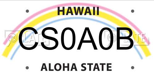 CS0A0B Hawaii License Plate