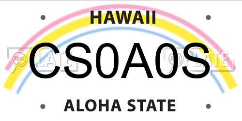 CS0A0S Hawaii License Plate
