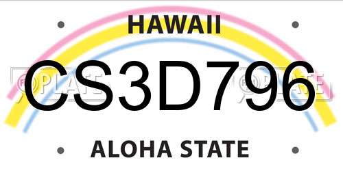 CS3D796 Hawaii License Plate