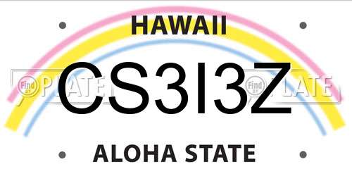 CS3I3Z Hawaii License Plate