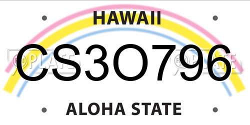 CS3O796 Hawaii License Plate