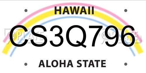 CS3Q796 Hawaii License Plate