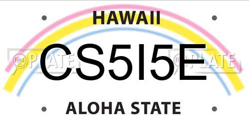 CS5I5E Hawaii License Plate