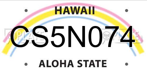 CS5N074 Hawaii License Plate