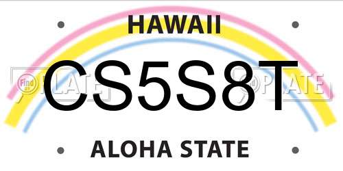 CS5S8T Hawaii License Plate