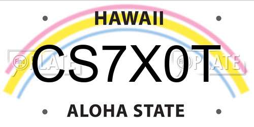 CS7X0T Hawaii License Plate