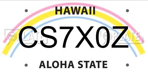 CS7X0Z Hawaii License Plate
