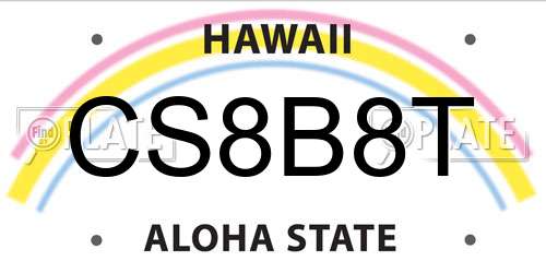 CS8B8T Hawaii License Plate