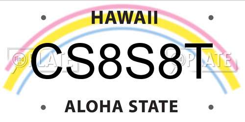 CS8S8T Hawaii License Plate
