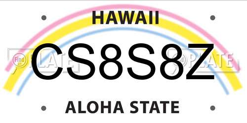 CS8S8Z Hawaii License Plate