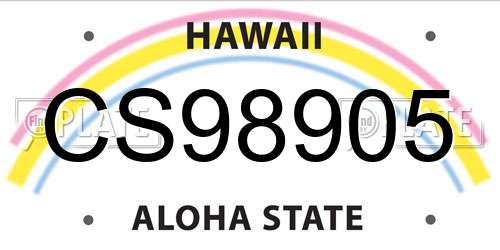 CS98905 Hawaii License Plate