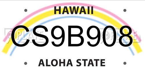 CS9B908 Hawaii License Plate
