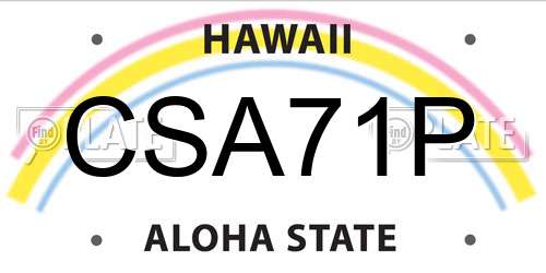 CSA71P Hawaii License Plate