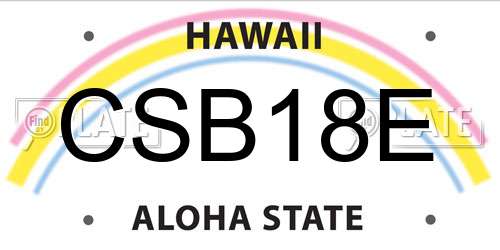 CSB18E Hawaii License Plate