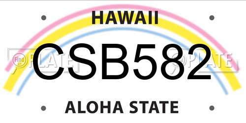 CSB582 Hawaii License Plate