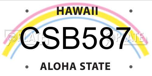 CSB587 Hawaii License Plate