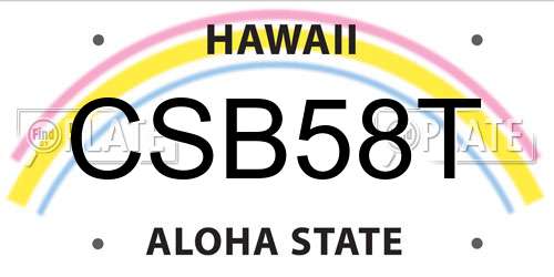 CSB58T Hawaii License Plate